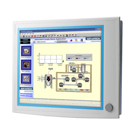 19" SXGA LCD Industrial Monitor with Resistive Touchscreen, VGA, DVI, USB